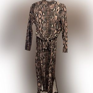 Snake print midi wrap dress